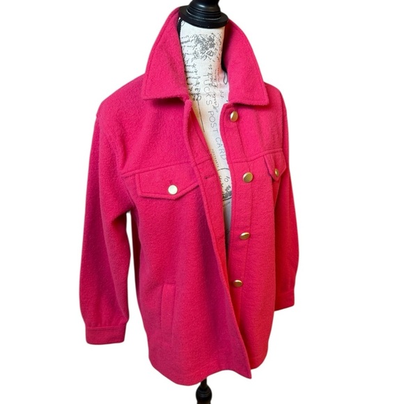 JOIE Hot Pink Shackett with Gold Buttone - Picture 3 of 11